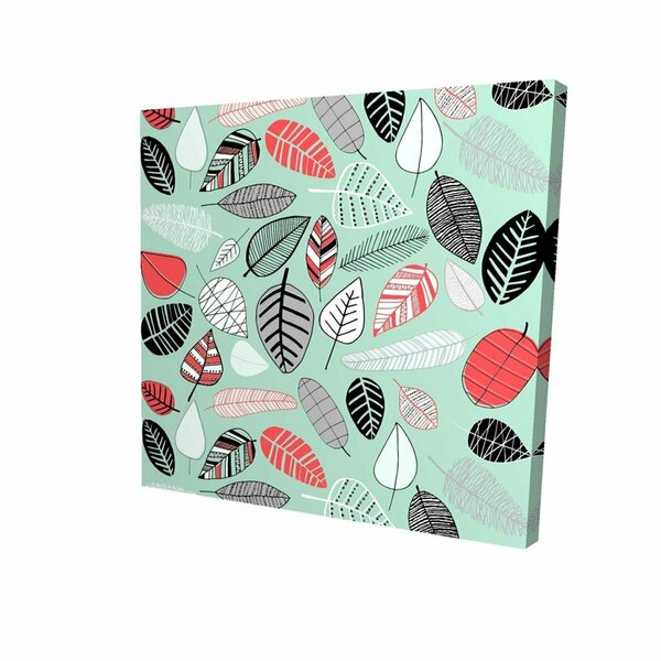 Fondo 16 x 16 in. Turquoise Leaf Patterns-Print on Canvas FO2790545